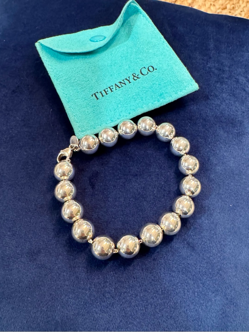 Tiffany & Co. Sterling Silver Bead Bracelet with Lobster Clasp